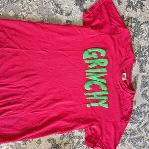 Comfort Colors Bright Pink Short Sleeve Tee with Green GRINCHY Graphic